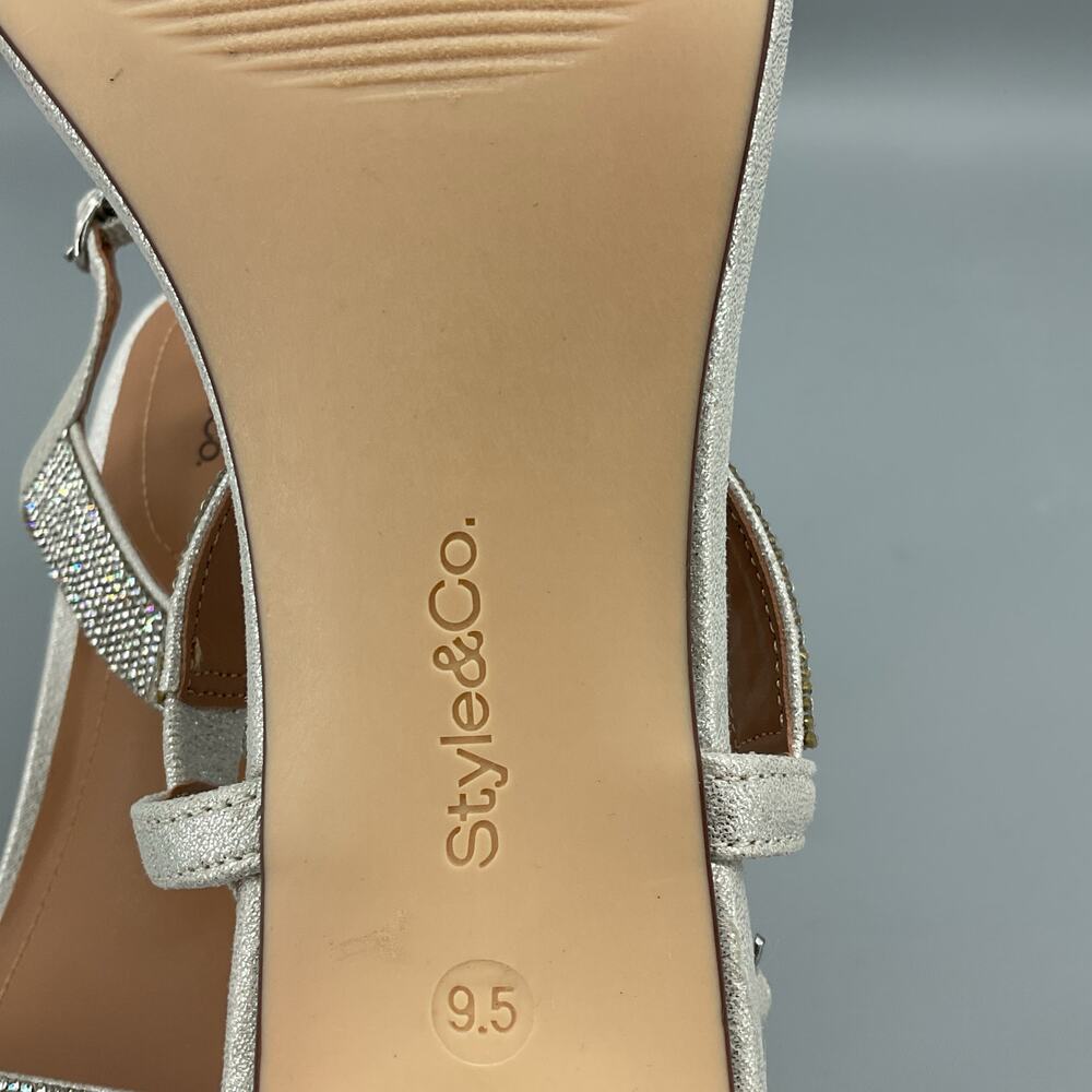NEW Style & Co Women’s Bonitaa Embellished Slingback Sandals Silver Size 9.5M - Picture 5 of 10